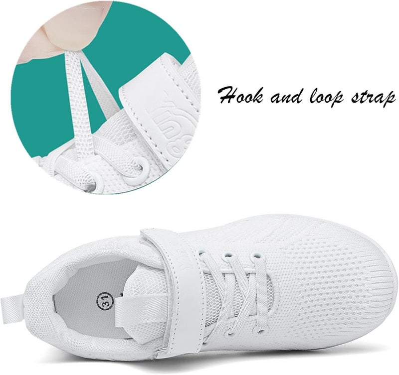 DADAWEN Youth Girls White Cheerleading Shoes Athletic Training Tennis Breathable Competition Cheer Sneakers - Image 4